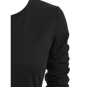 Button Embellished Floral Longline T-shirt - Black Fansmadedirect