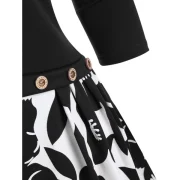 Button Embellished Floral Longline T-shirt - Black Fansmadedirect