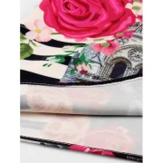 Button Floral Building Print A Line Dress - Apricot Fansmadedirect