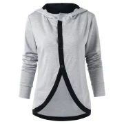 Button Front Asymmetrical Hoodie - ight Gray Fansmadedirect