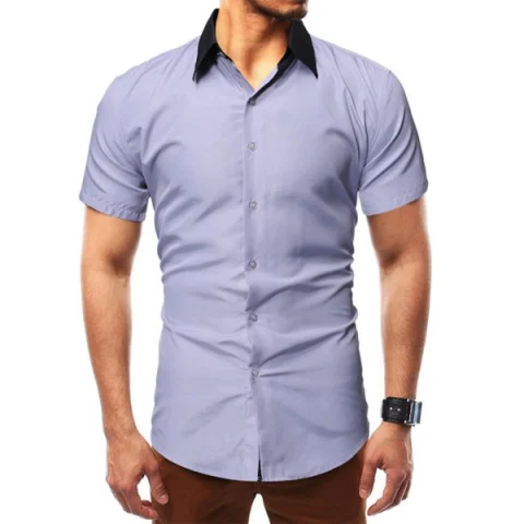 Button Up Casual Short Sleeves Shirt - Gray Cloud Fansmadedirect