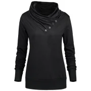 Buttoned Turtleneck weatshirt - Black Fansmadedirect