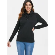 Buttoned Turtleneck weatshirt - Black Fansmadedirect
