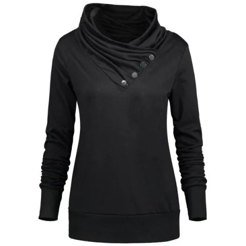 Buttoned Turtleneck weatshirt - Black Fansmadedirect