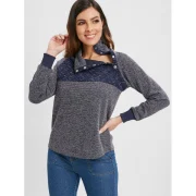 Buttons Color Block Top - Gray Fansmadedirect