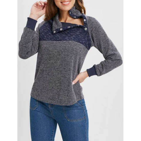Buttons Color Block Top - Gray Fansmadedirect