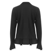 Buttons Flounce Open Jacket - Black Fansmadedirect
