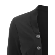 Buttons Flounce Open Jacket - Black Fansmadedirect