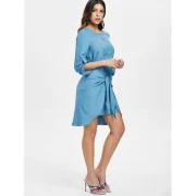 Buttons Knotted Mini Dress - Blue Ivy Fansmadedirect