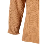 Cable Knit Sweater with Side Slit - Light Brown One Fansmadedirect