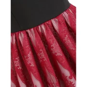 calloped Lace Insert hort leeve Vintage Dress - Red Fansmadedirect