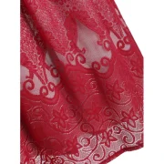 calloped Lace Insert hort leeve Vintage Dress - Red Fansmadedirect