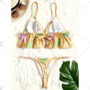 Cami Strap Flounce String Bikini Set - Fansmadedirect