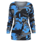 Camo Drop Shoulder Loose Sweatshirt - Blue Fansmadedirect