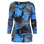 Camo Drop Shoulder Loose Sweatshirt - Blue Fansmadedirect