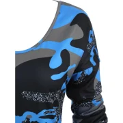 Camo Drop Shoulder Loose Sweatshirt - Blue Fansmadedirect