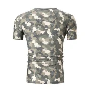 Camouflage Print Destroy Wash Slim Fit Tee - Army Green Fansmadedirect