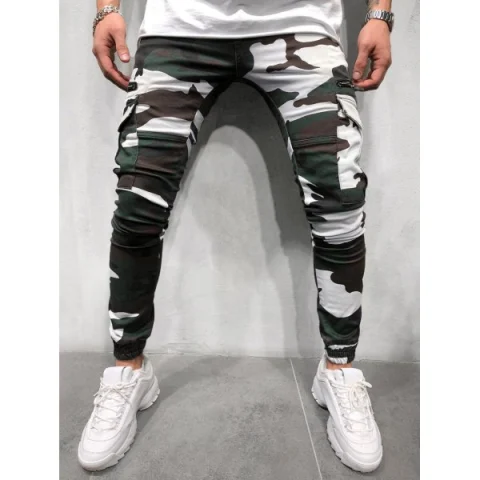 Camouflage Print ide Flap Pocket Cargo Jogger Pants - Acu Camouflage Fansmadedirect