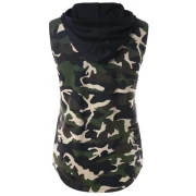 Camouflage Print Sleeveless Drawstring Hoodie - Acu Camouflage Fansmadedirect