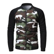 Camouflage Printed Raglan Sleeve Zipper Jacket - White Fansmadedirect