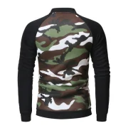 Camouflage Printed Raglan Sleeve Zipper Jacket - White Fansmadedirect