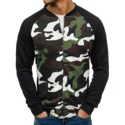 Camouflage Printed Raglan Sleeve Zipper Jacket - White Fansmadedirect