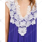 Cap Sleeve Crochet Shift Dress - Blue Fansmadedirect