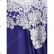Cap Sleeve Crochet Shift Dress - Blue Fansmadedirect