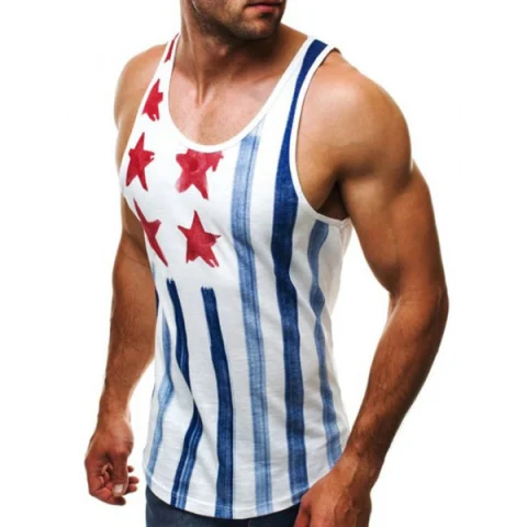 Casual American Flag Print Tank Top - White Fansmadedirect