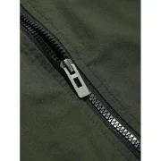 Casual Chest Applique Zipper Bomber Jacket - Army Green Fansmadedirect