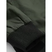 Casual Chest Applique Zipper Bomber Jacket - Army Green Fansmadedirect