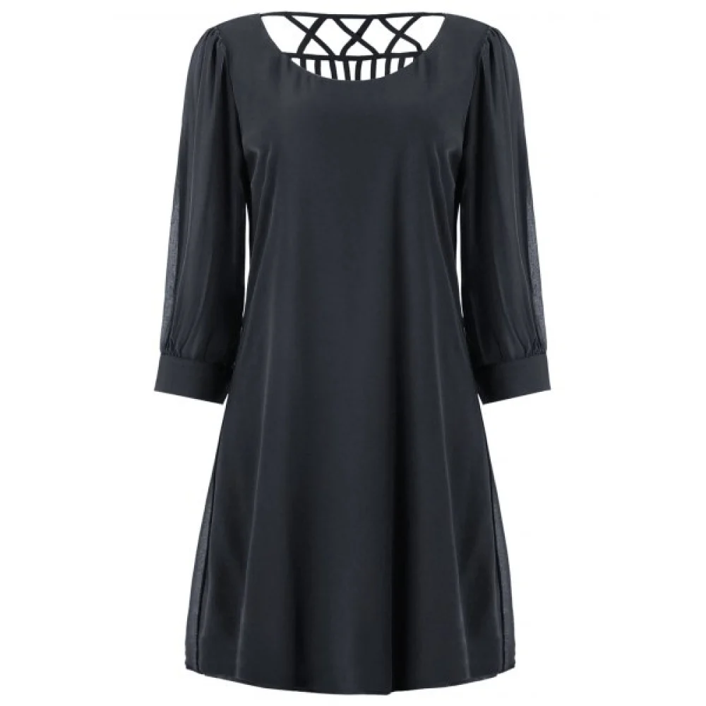 Casual Chiffon hift Dress - Black Fansmadedirect