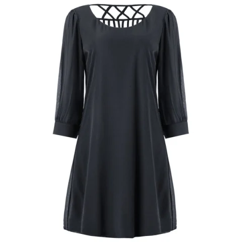 Casual Chiffon hift Dress - Black Fansmadedirect