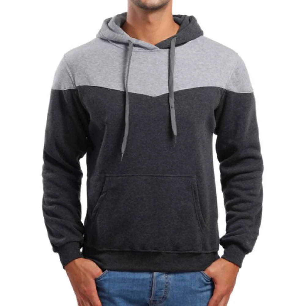 Casual Contrast Color Drawstring Hoodie - Dark Gray Fansmadedirect