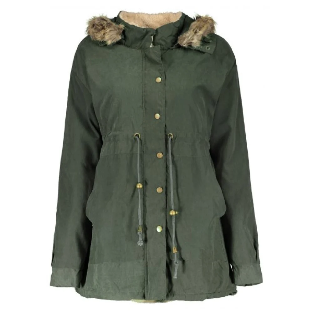 Casual Convertible Hooded Thick Fleece Coat For Women - Army Green Fansmadedirect
