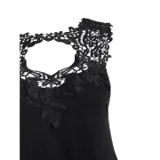 Casual Cutout Floral Applique Tank Top - Black Fansmadedirect