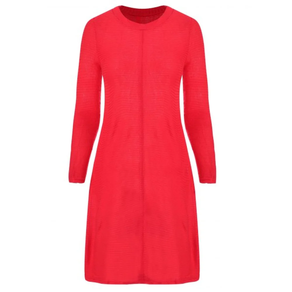 Casual Long Sleeve Jersey Swing Dress - Red Fansmadedirect