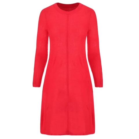 Casual Long Sleeve Jersey Swing Dress - Red Fansmadedirect