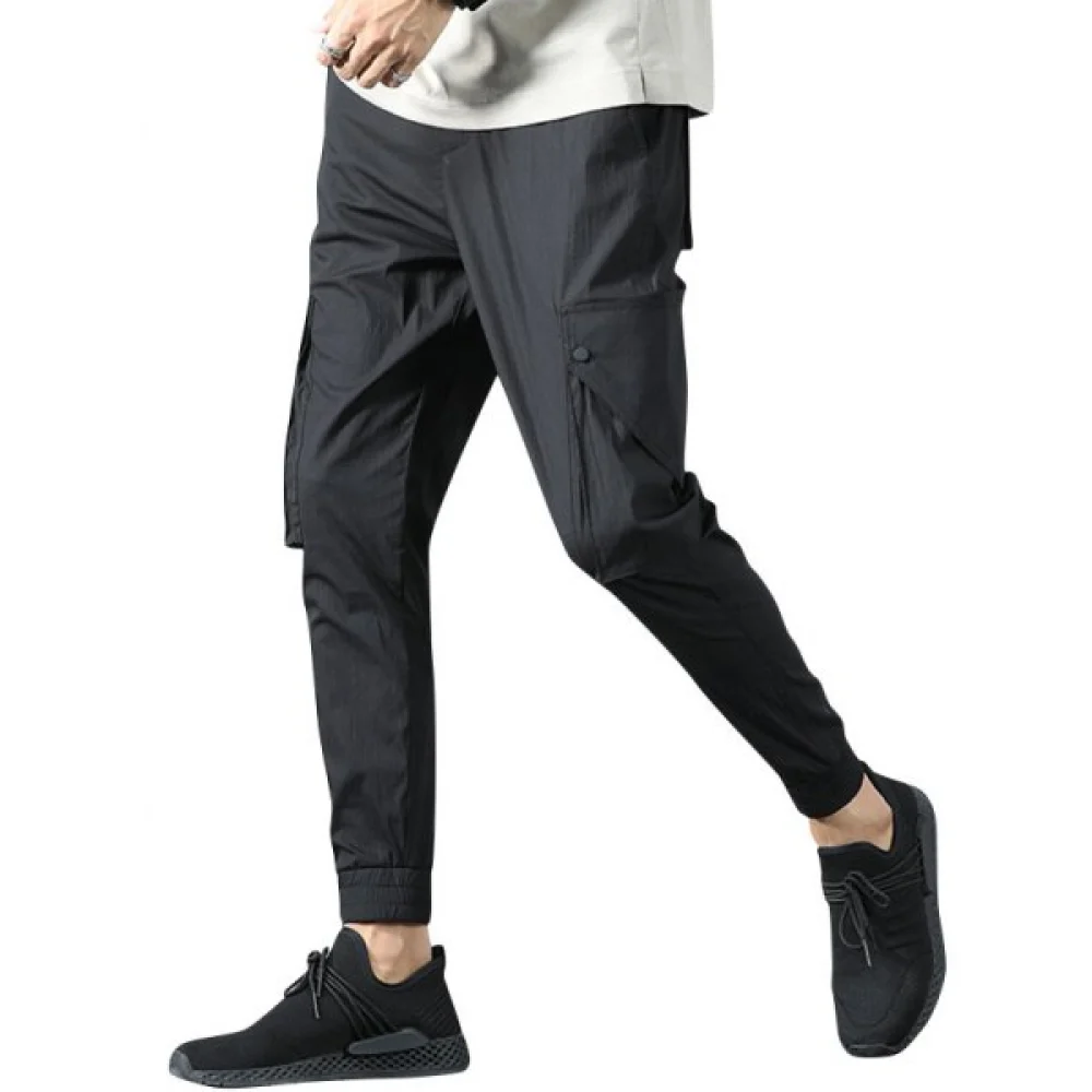 Casual Multi Pockets Beam Feet Pants - Black Fansmadedirect