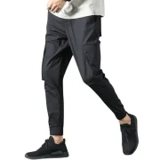 Casual Multi Pockets Beam Feet Pants - Black Fansmadedirect