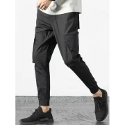 Casual Multi Pockets Beam Feet Pants - Black Fansmadedirect