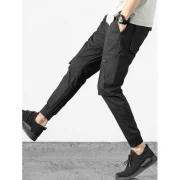 Casual Multi Pockets Beam Feet Pants - Black Fansmadedirect