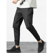 Casual Multi Pockets Beam Feet Pants - Black Fansmadedirect