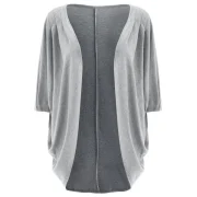 Casual olid Color 3/4 leeve Loose Collarless Cardigan For Women - Gray Fansmadedirect