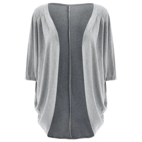 Casual olid Color 3/4 leeve Loose Collarless Cardigan For Women - Gray Fansmadedirect