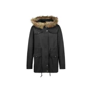 Casual Parka Coats Military Faux Fur Hooded Trench Jackets - Black Fansmadedirect
