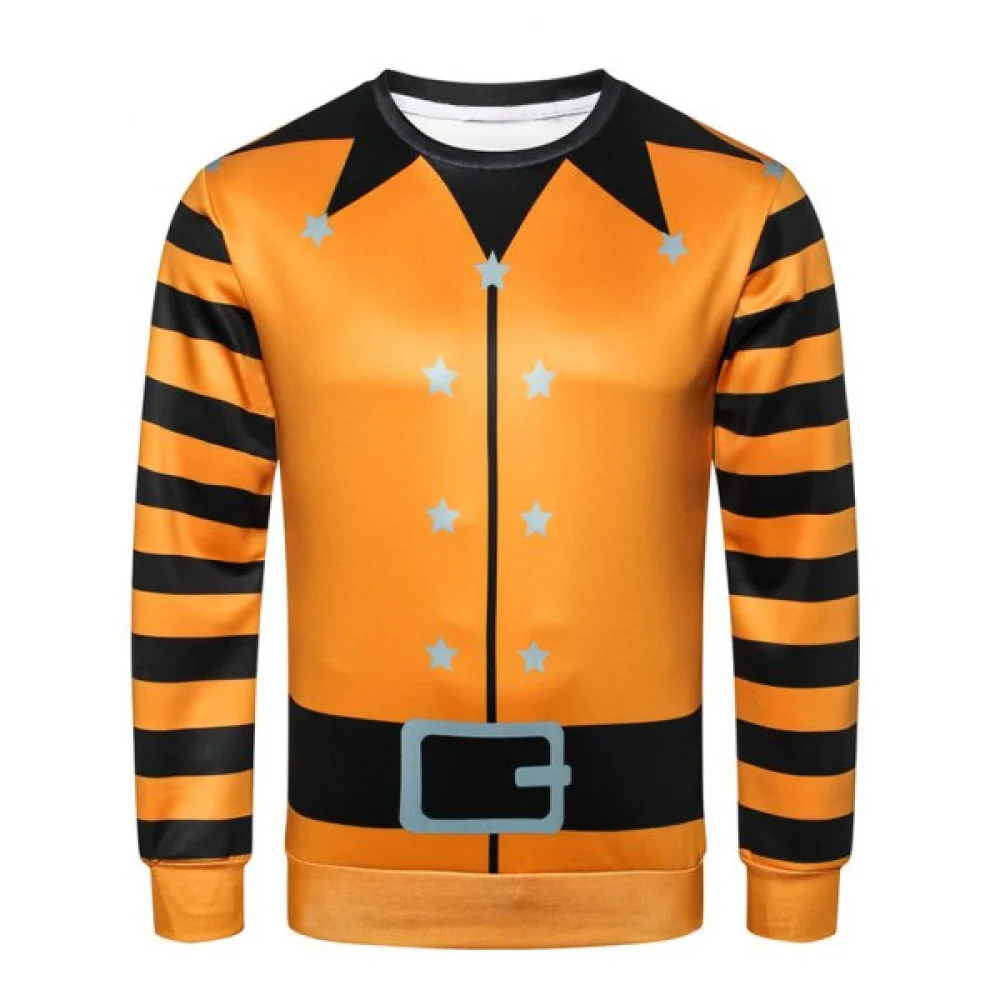 Casual Pullover Stripe Sleeve Sweatshirt - Dark Orange Fansmadedirect