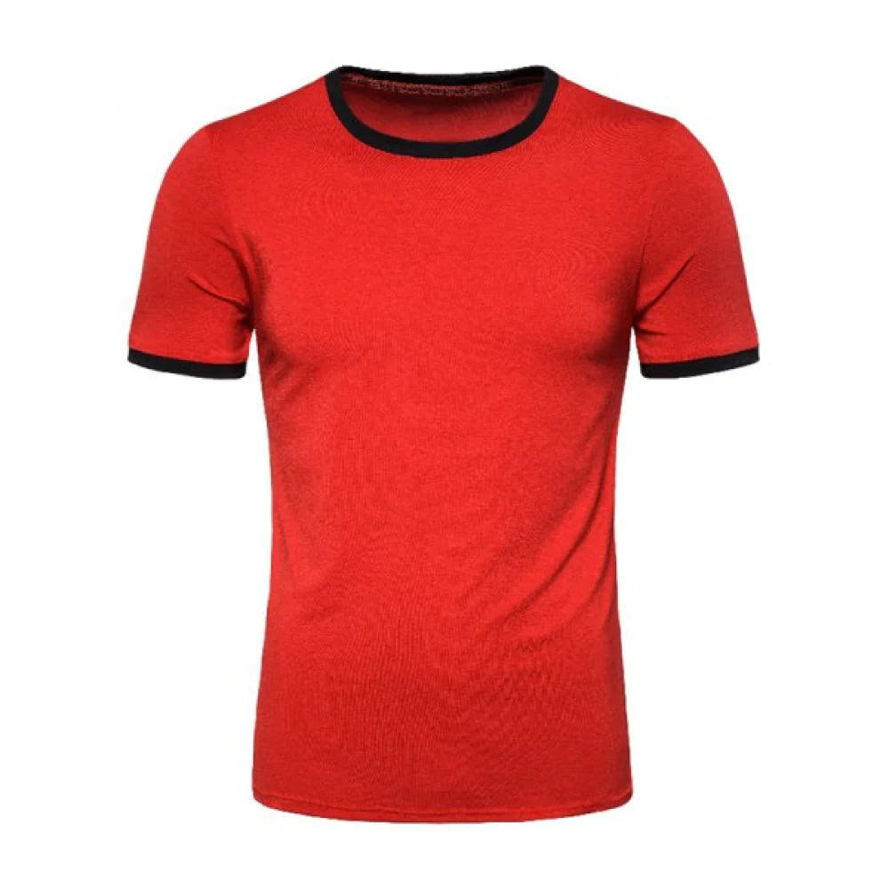 Casual Round Neck Short Sleeves T-shirt - Red Fansmadedirect