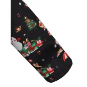 Casual Snowmen Elk Print Christmas Shirt - Black Fansmadedirect