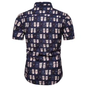 Cat Pattern Design Short Sleeves Shirt - Deep Blue Fansmadedirect